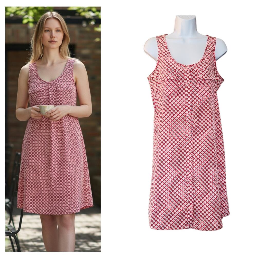 Gap Womens Shift Dress Size XS Red Lantern Print Sleeveless Hidden Button Down